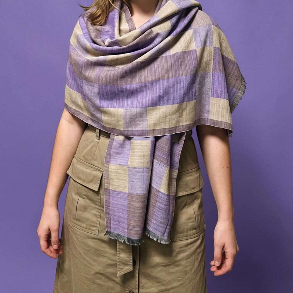 Purple Beige Geometric Scarf